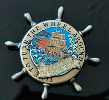 Load image into Gallery viewer, 'Taking Water' spinner pin - BigWoollyDesign