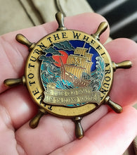 Load image into Gallery viewer, 'Taking Water' spinner pin - BigWoollyDesign