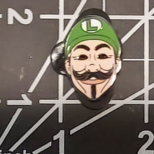 Load image into Gallery viewer, Luigi Anonymous Mask pin - BigWoollyDesign
